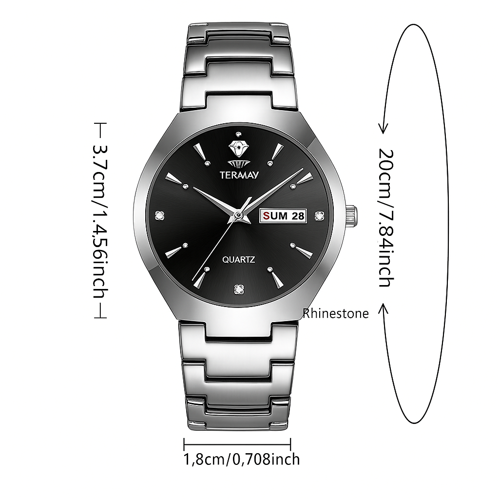 Black And Silvery Dial Quartz Watch