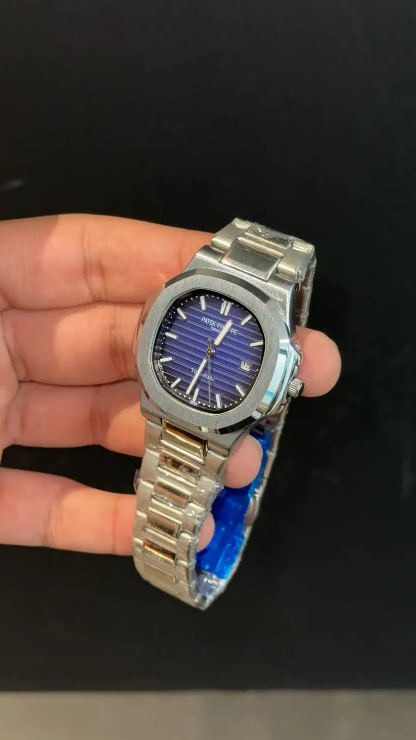 Patek Philippe  Silver Chain  Gradient Blue Dial