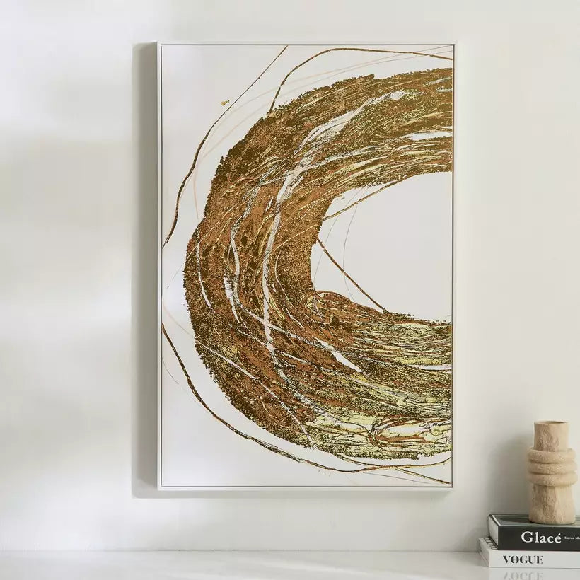 لوحة مؤطرة بتصميم تجريدي "سايبروس أوديان" مع جذور وزخرفة رقائق - ‎٦٠ × ٩٠ × ٢.٨ سم